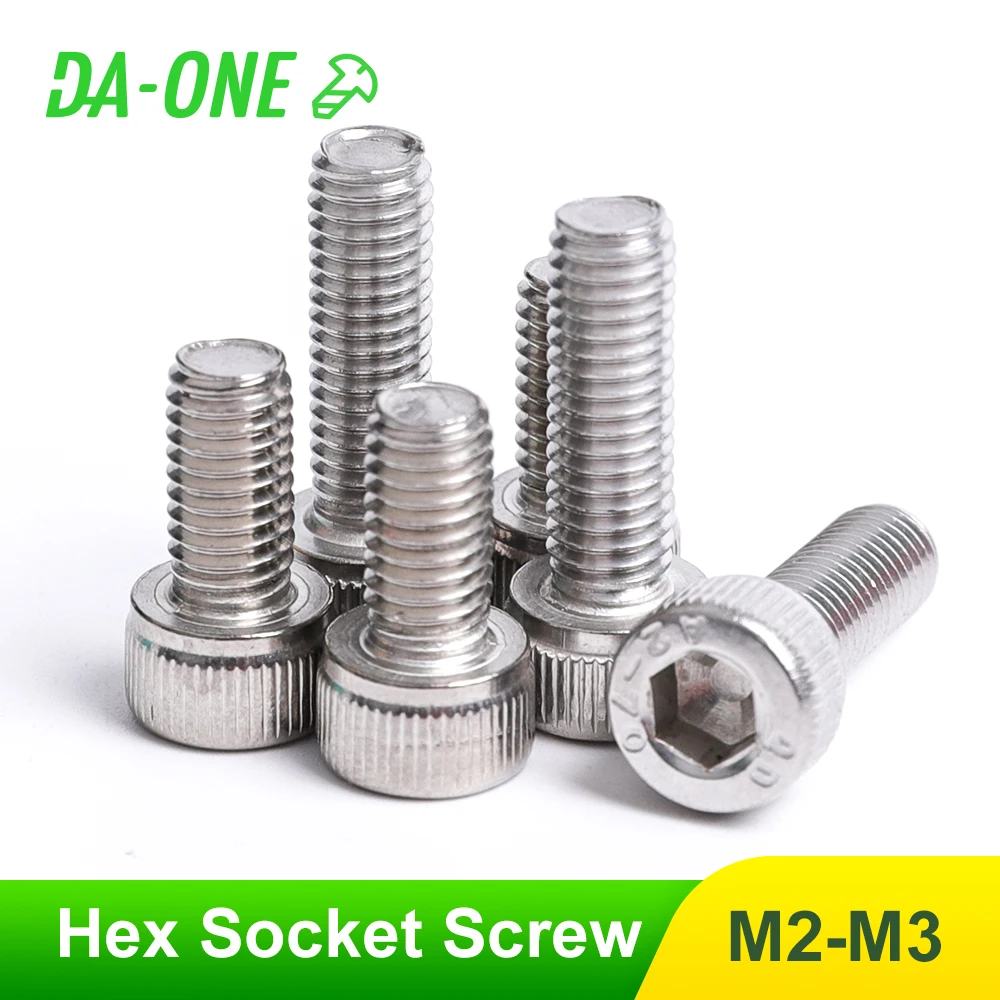 DA-ONE 50pcs A2 Stainless Steel hex socket head cap screw m2 m2.5 m3 screws high strength bolt Allen Bolt L=3-45mm | Обустройство