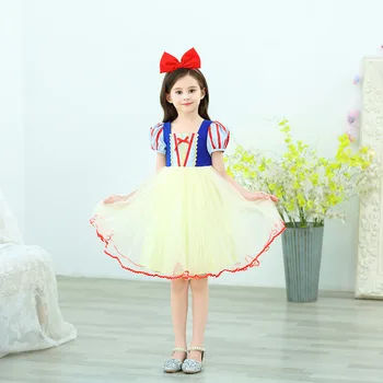 

2 -12 Years Girl Summer Snow White Cosplay Costume Knee Length Halloween Snow White Costume Girs Carnival Party Clothes