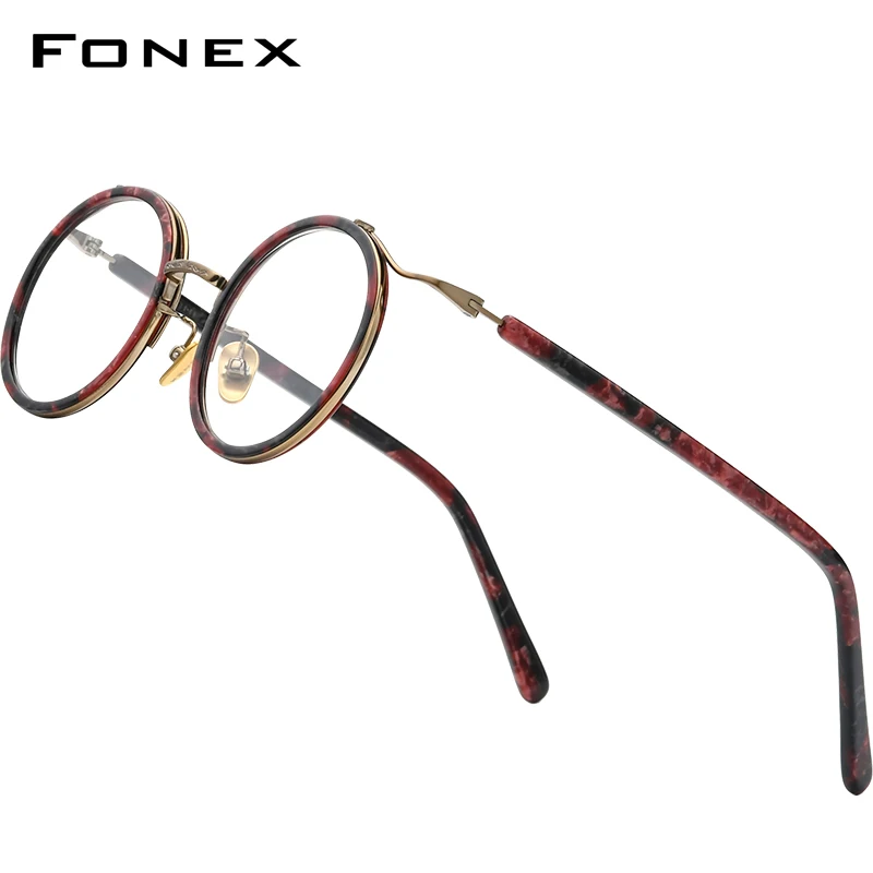 FONEX Женские очки с оправой из ацетата новинка 2020 круглые для близорукости