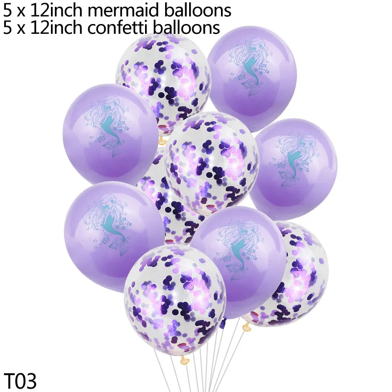 10 шт. тема Русалка воздушный шар надувной воздушные гелиевые конфетти латексный шар Русалка День Рождения украшения маленькая Русалка Вечерние - Цвет: T03 mermaid balloon