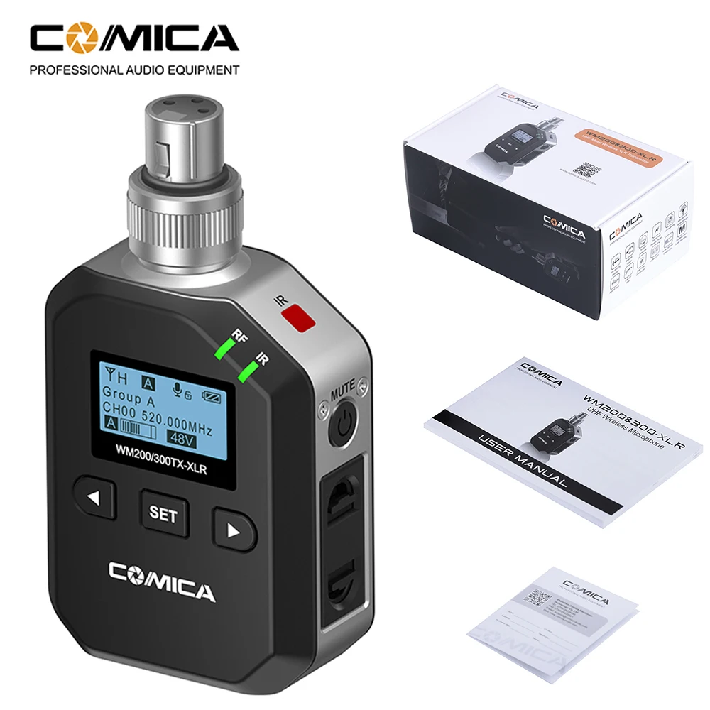 CoMica WM200/300-XLR 96-Channel Microphone Wireless UHF Interface XLR Transmitter With RF Signal Strength Adjustment | Электроника
