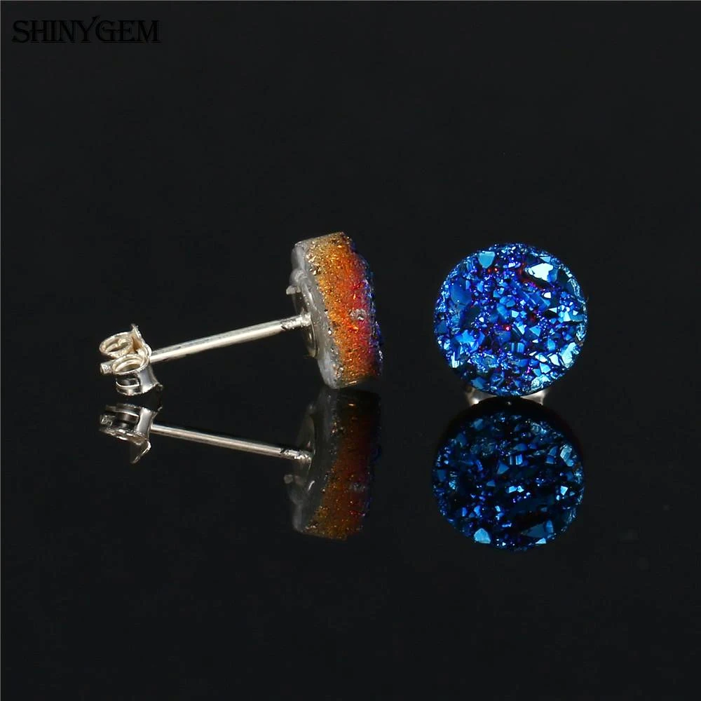 Маленькие круглые серьги со стразами ShinyGem 4 мм трендовые гвоздики с натуральным