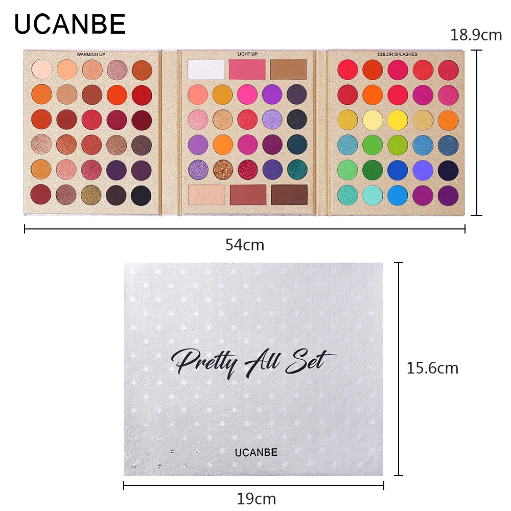 UCANBE, 86 цветов, универсальный макияж, плейбук, матовый мерцающий блеск, оттенки с хайлайтером, контурные румяна, косметический набор для лица