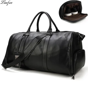 

Luufan Cow leather Travel Bags men women Natural Leather Overnight business duffel Bags Hand Luggage Male Waterproof Weekend Bag