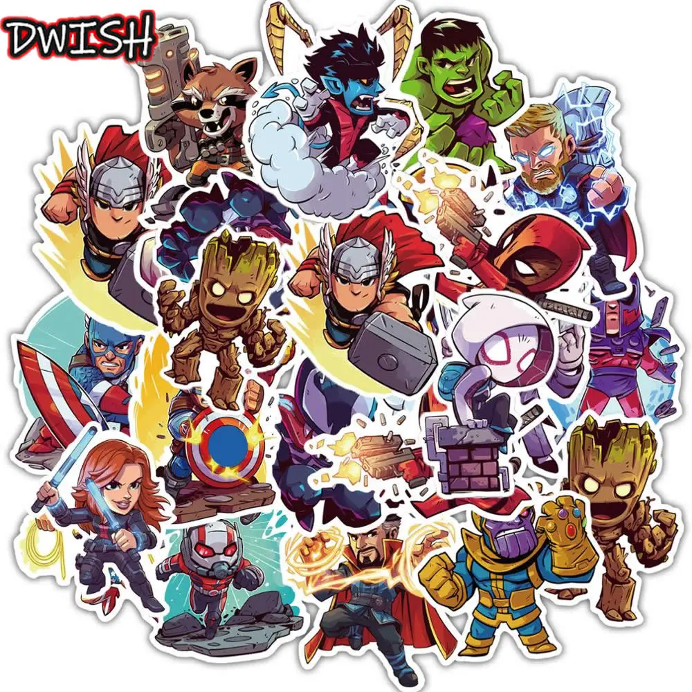 10/30/50 шт. Мультяшные наклейки Marvel Disney крутые водонепроницаемые мстители чемодан