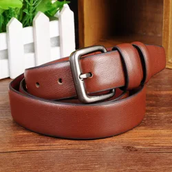 Unisex PU Leather Men Belt Alloy Pin Buckle Fashion Luxury Designer Smooth 3.3cm Belts For Male The New Business Jeans Waistband