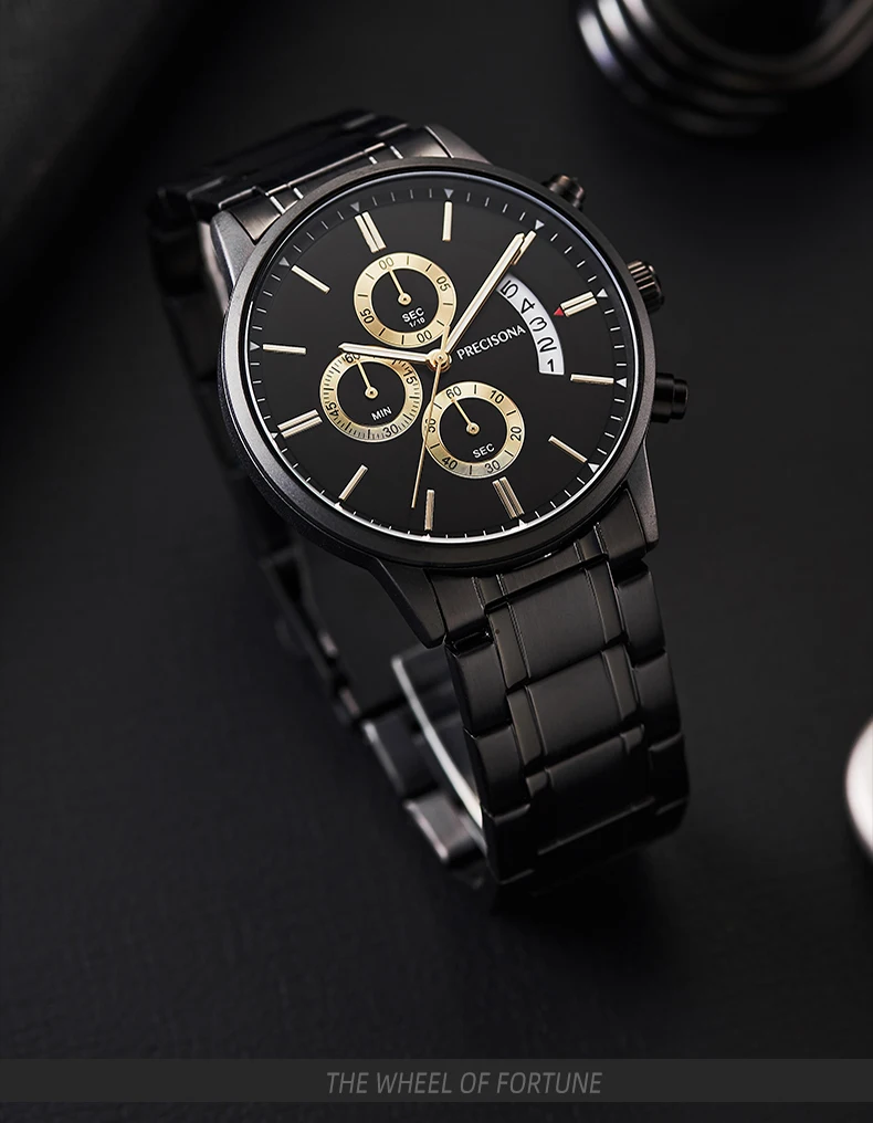 Precisona новые модные мужские часы с нержавеющей/кожаной сталью лучший бренд класса люкс спортивные кварцевые часы с хронографом