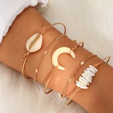 DIEZI винтажная белая Лунная ракушка браслеты для женщин браслеты из золотой цепи наборы летние новые женские ювелирные подарки лето