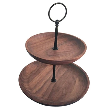 

2 Tier Wooden Dessert Cake Plate Fruit Storage Tray Wood Kithen Organizer Wood Cake Display Serving Dish Wedding Chrismas Food C