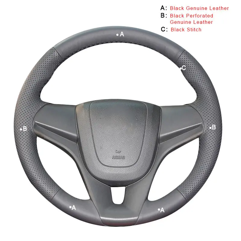 Genuine Leather Автомобильная оплетка на руле для Chevrolet Cruze 2009- Aveo 2011- Orlando 2010 авточехлы для салона автомобиля-Стайлинг - Название цвета: Genuine Leather