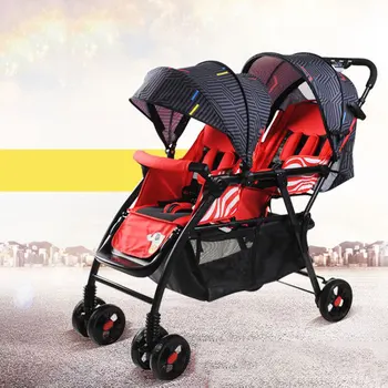 

Baby Stroller Twin Stroller Four Rounds Can Sit and Lie Large and Comfortable Foldable Multiple Choices Mom's Favorite