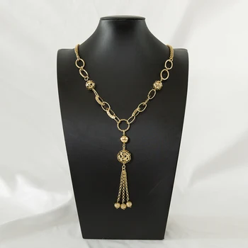 

Elegant Wedding African Jewelry for Women Seven Gold Color Ball Pendant Necklace Party Jewellery