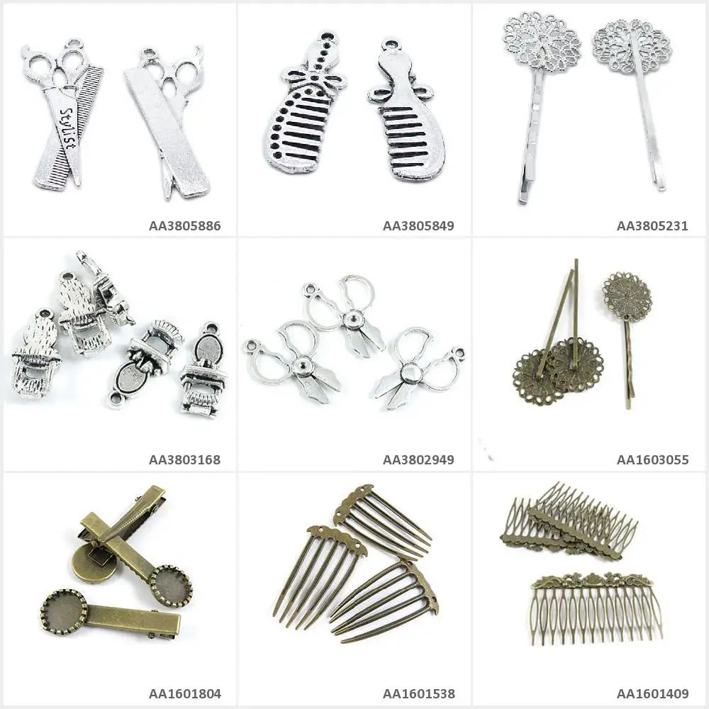 Античная бронза посеребренные Подвески для изготовления украшений Расчёска