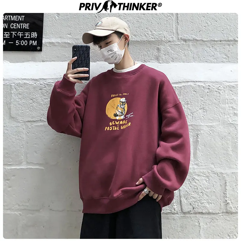Privathinker, хлопок, принт, хип-хоп, мужская толстовка с капюшоном, уличная одежда, свободный,, Мужской пуловер, толстовка, осень, теплый, для мужчин, с круглым вырезом, модные топы