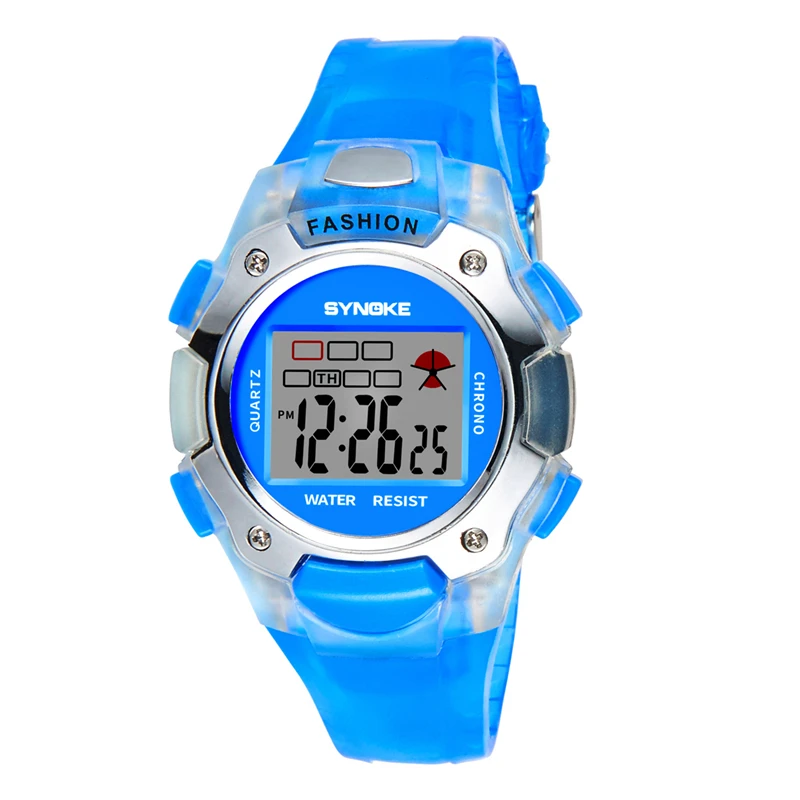 SYNOKE Reloj дети для мальчиков и девочек цифровые спортивные часы будильник Дата многофункциональная Детская резинка электронные детские наручные часы