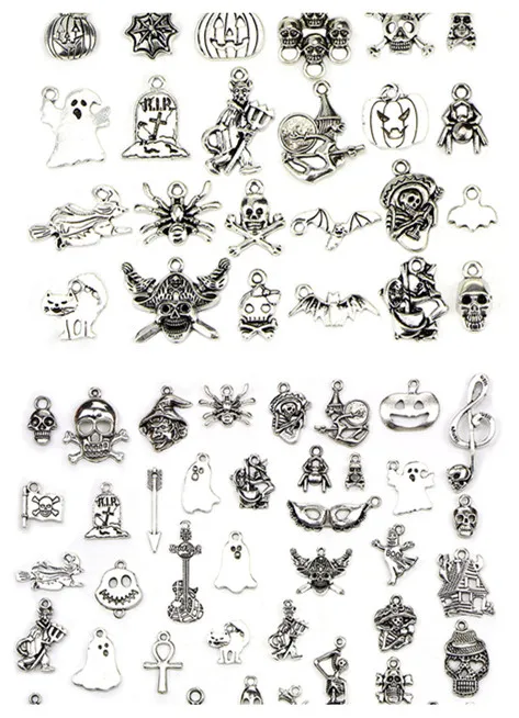 10/20/30/50pcs Christmas Antique Silver Plated Charms Pendants Jewelry Making Accessories Halloween Charm Fit Bracelet