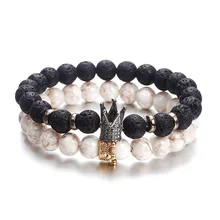 Pulseras de cuentas de piedra Natural hechas a mano para mujer, pulseras para hombre, brazaletes de cuentas redondas 2019 para hombre, accesorios, pulsera para hombre(China)