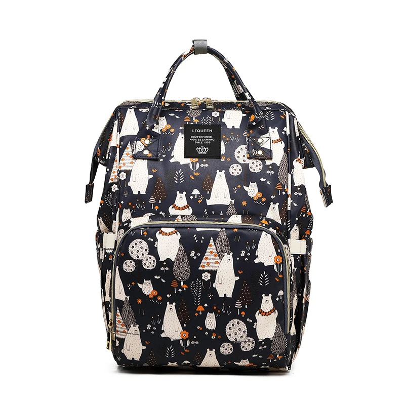 Diaper Bags Large Nappy Bag Upgrade Fashion Travel Backpack Waterproof Maternity Bag Mummy Bags with 2 pcs Hook - Color: 102