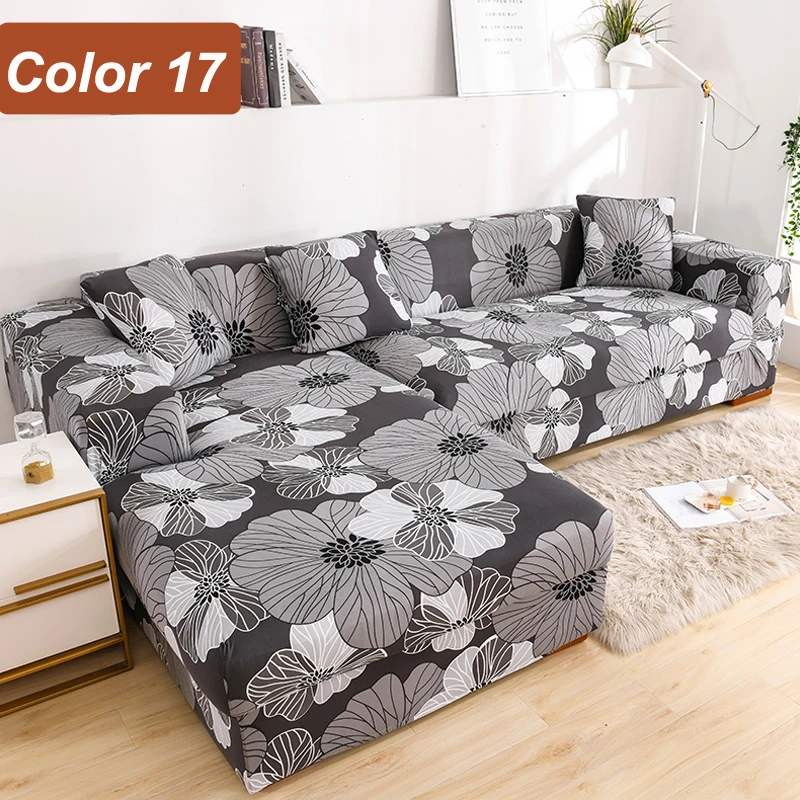 L-Shaped Sofa Cover Corner Sofa Slipcovers Elastic Chaise Cover 1/2/3/4 Seater Stretch Sectional Couch Armchair Cover Protector