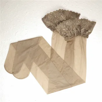 

European and American knee socks thin section shiny strong stockings 15D lace thigh socks high tube socks women knee sock thighs