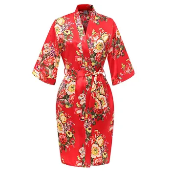 

Sexy Sleepwear Intimate Lingerie Nightwear Women Print Nightdress Homewear Kimono Bathrobe Gown Bride Bridesmaid Wedding Robe