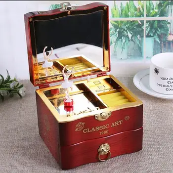 

Classic Rotating Dancer Ballerina Piano Music Box Clockwork Plastic Jewelry Box Girls Hand Crank Music Mechanism Christmas Gifts