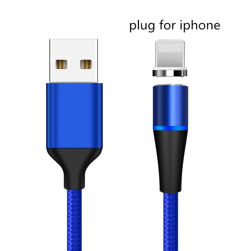 Blue For Apple Магнитный кабель MADATA 3A 1 м 2 м Micro usb type C супер быстрая зарядка телефона Microusb магнитное зарядное устройство usb c для iphone huawei xiaomi - Цвет: Blue For Apple