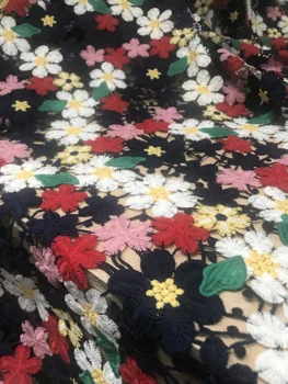 

new arrival ZH-32681 embroidered net lace fabric Nigeria tull net lace fabric with butterfly