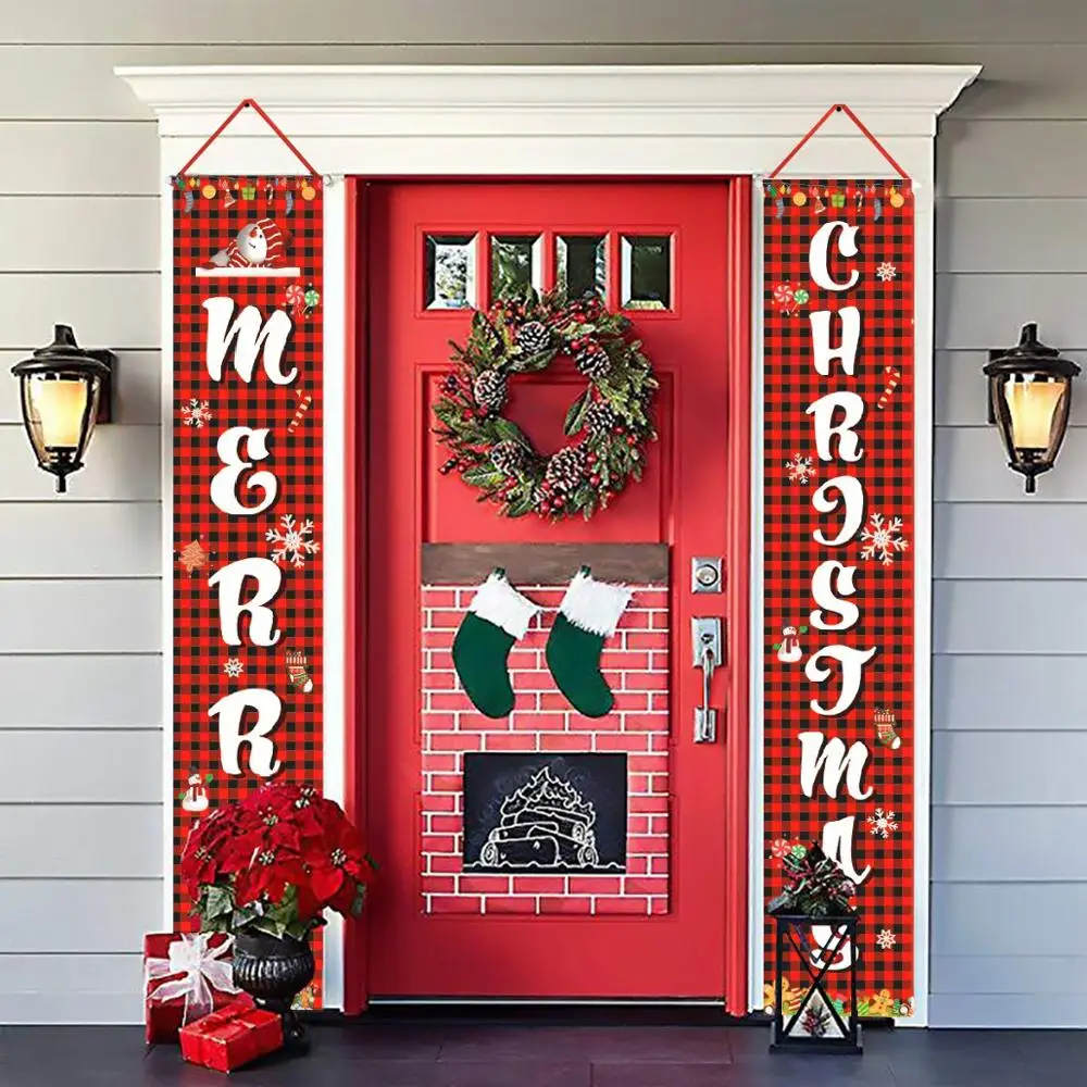 Рождественская гирлянда для крыльца, висящий флаг, рождественские наружные орнаменты, Рождественское украшение для украшения дома, Санта Клаус