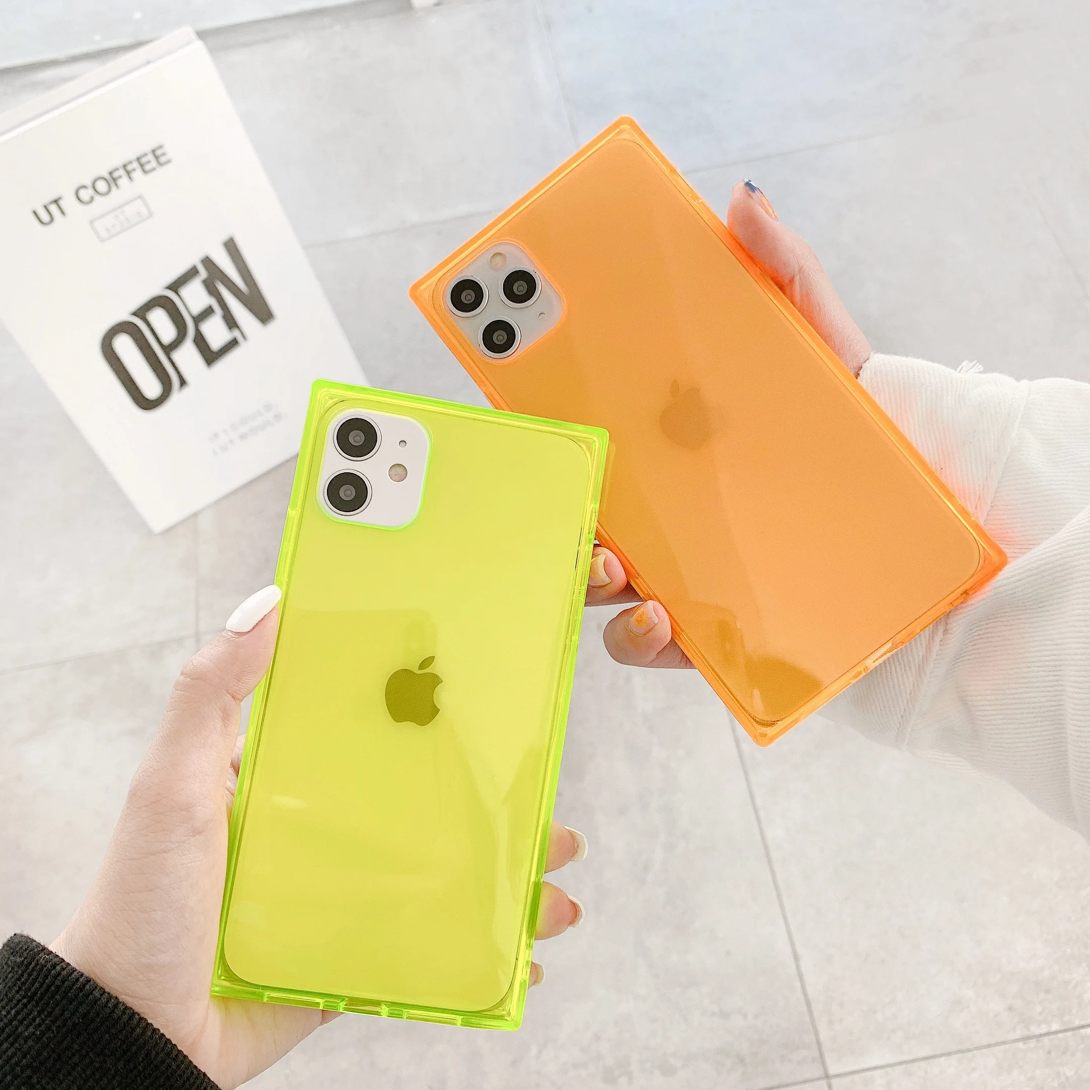 Neon Square Clear Case For Iphone 11 Pro 7 8 Plus Xs Max Xr X 12 Fluorescence Transparent Silicone For Iphone Se 12 Mini Aliexpress Cellphones Telecommunications