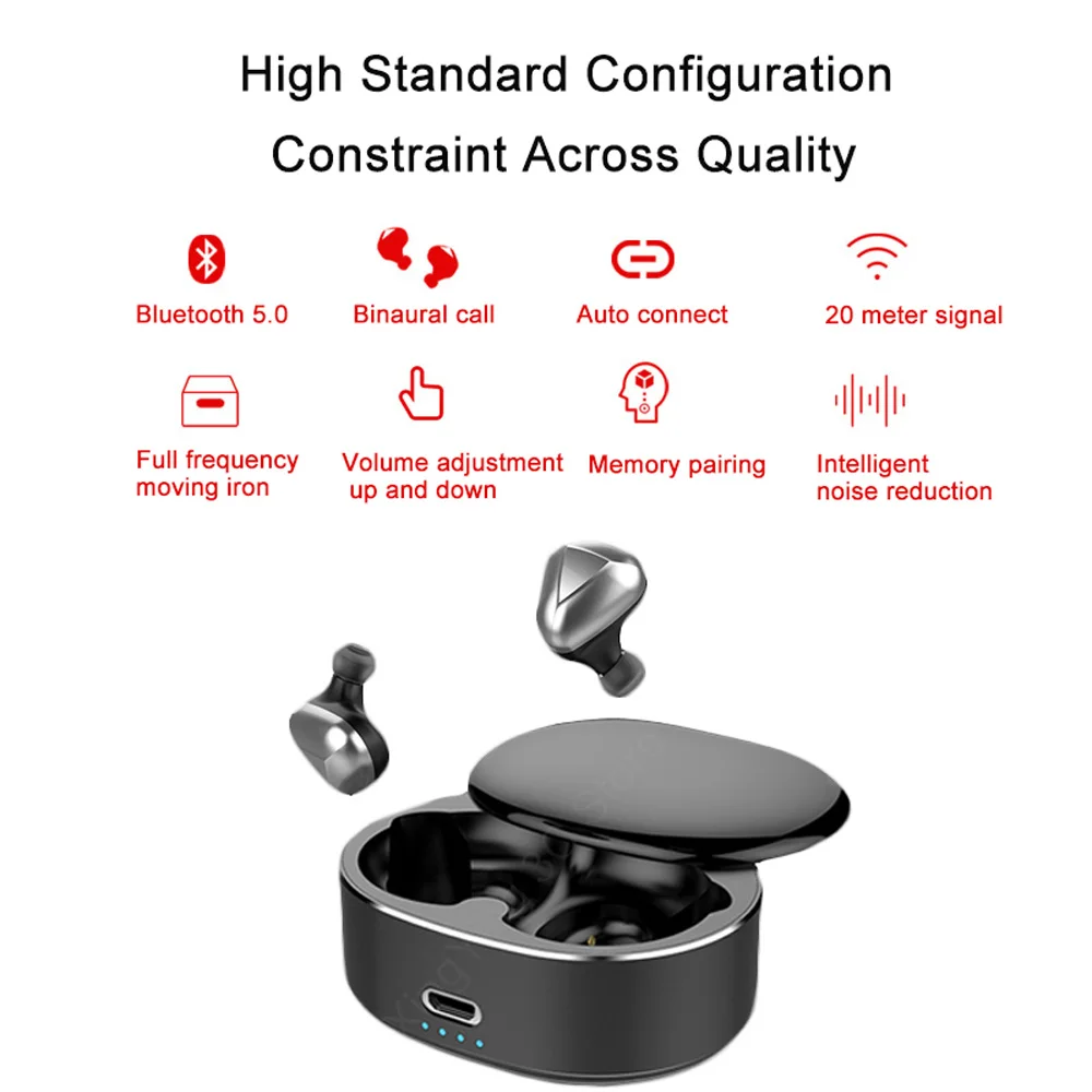 T50 Bluetooth 5,0 стерео 6D шумоподавление вкладыши Беспроводная гарнитура наушники