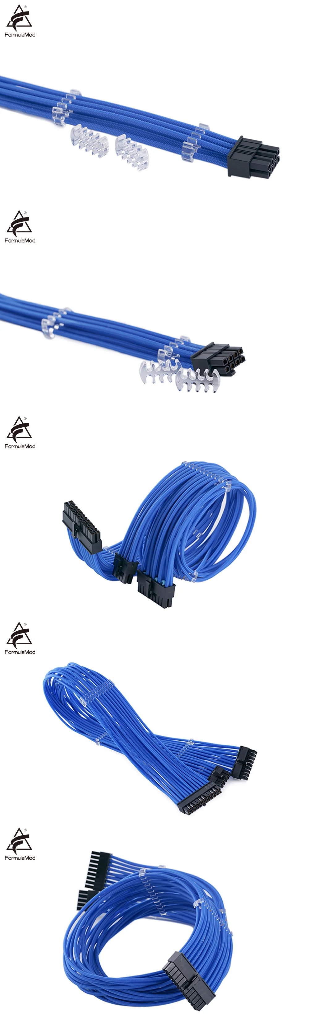 FormulaMod EVGA Fully Modular PSU Cable Kit, 18AWG Sleeved, Kit For EVGA Modular PSU, Fm-BZXZ [Please check compatibility]  