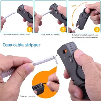 

HiMISS F BNC RG58 RG59 RG6 Coaxial Coax Compression Crimper Tool Kit Cable Stripper Red