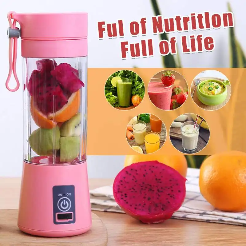 Description Picture 6 of item380ml 6/4 Blades Portable Electric Fruit Juicer Home USB Rechargeable Smoothie Maker Blenders Machine Sports Bottle Juicing Cup