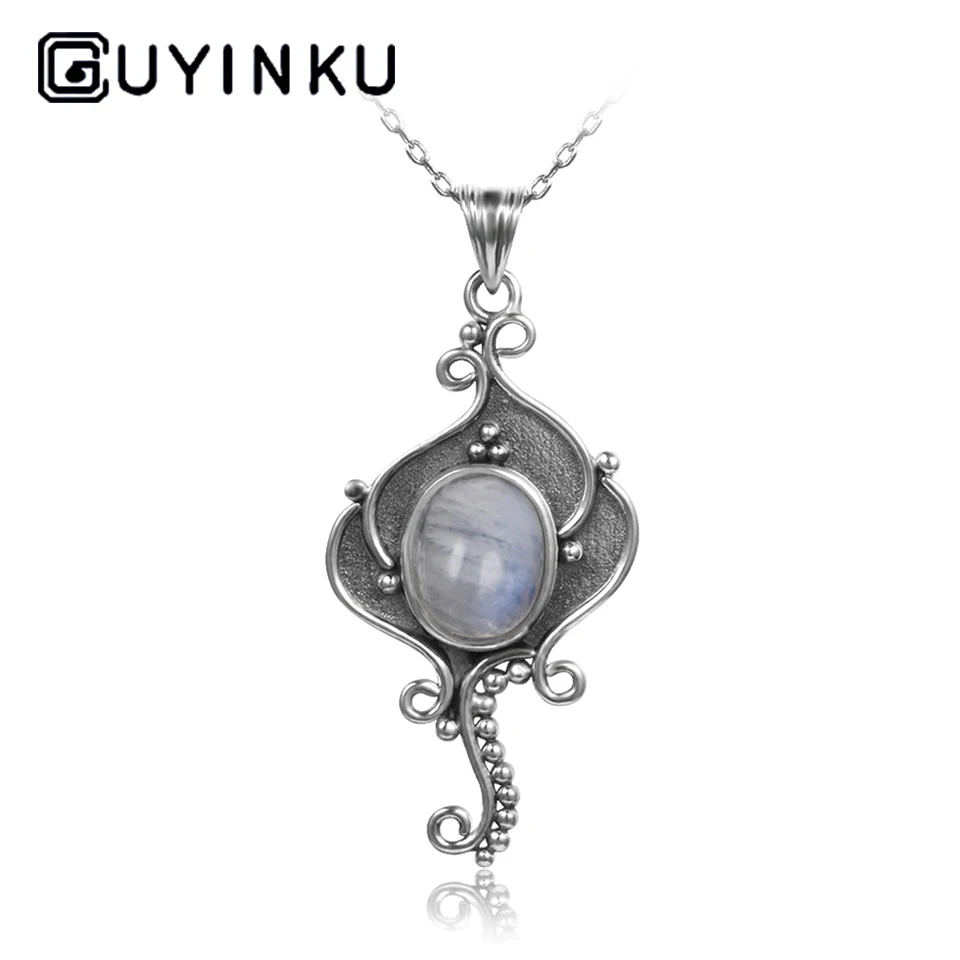 GUYINKU натуральный темно-синий Lapis ожерелье и подвески слон ожерелье для женщин подарок на день рождения хорошее ювелирное изделие с цепочкой - Цвет камня: Moonstone