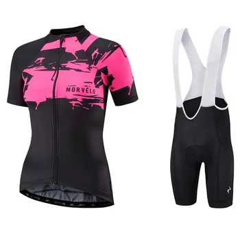 

2019 Morvelo Women Team Summer Mountaineering Women's Cycling Short Sleeve Suit Breathable Bib Shorts Bike Clothing Silicone Pad