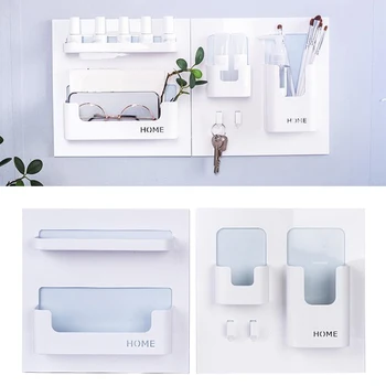 

Multifunction Wall Bedside Rack Storage Organizer Shelf Phone Remotes Holder