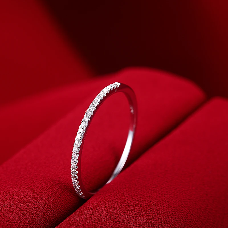 Charming Female Stackable Ring Real 925 Sterling Silver Pave AAAAA CZ Stone Statement Wedding Band Rings for Women Party Jewelry