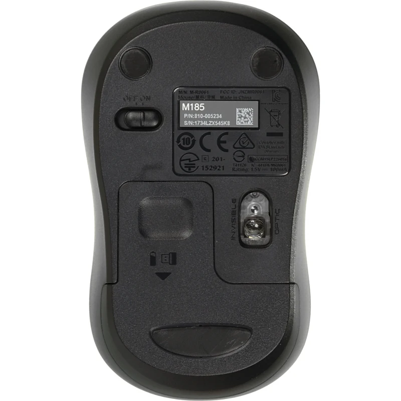 Мышь LOGITECH M185, беспроводная, USB, серый