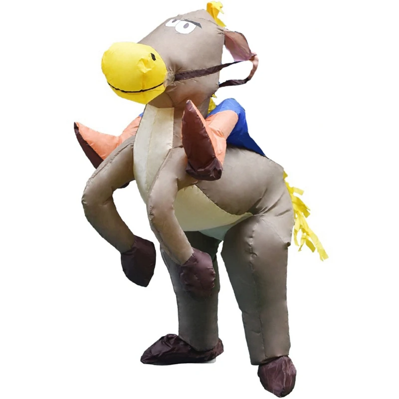 

Purim Halloween Costumes For Woman Adult Kids Girls Boy Outfits Inflatable Cowboy Ride Horse Costumes Cosplay Fancy Dress Brown