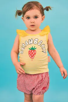 

Baby Girls Summer Cotton Clothes 2020 Kids Strawberry Clothes Gir Vest X Short Kid Casual Clothing Sets For 80-130cm