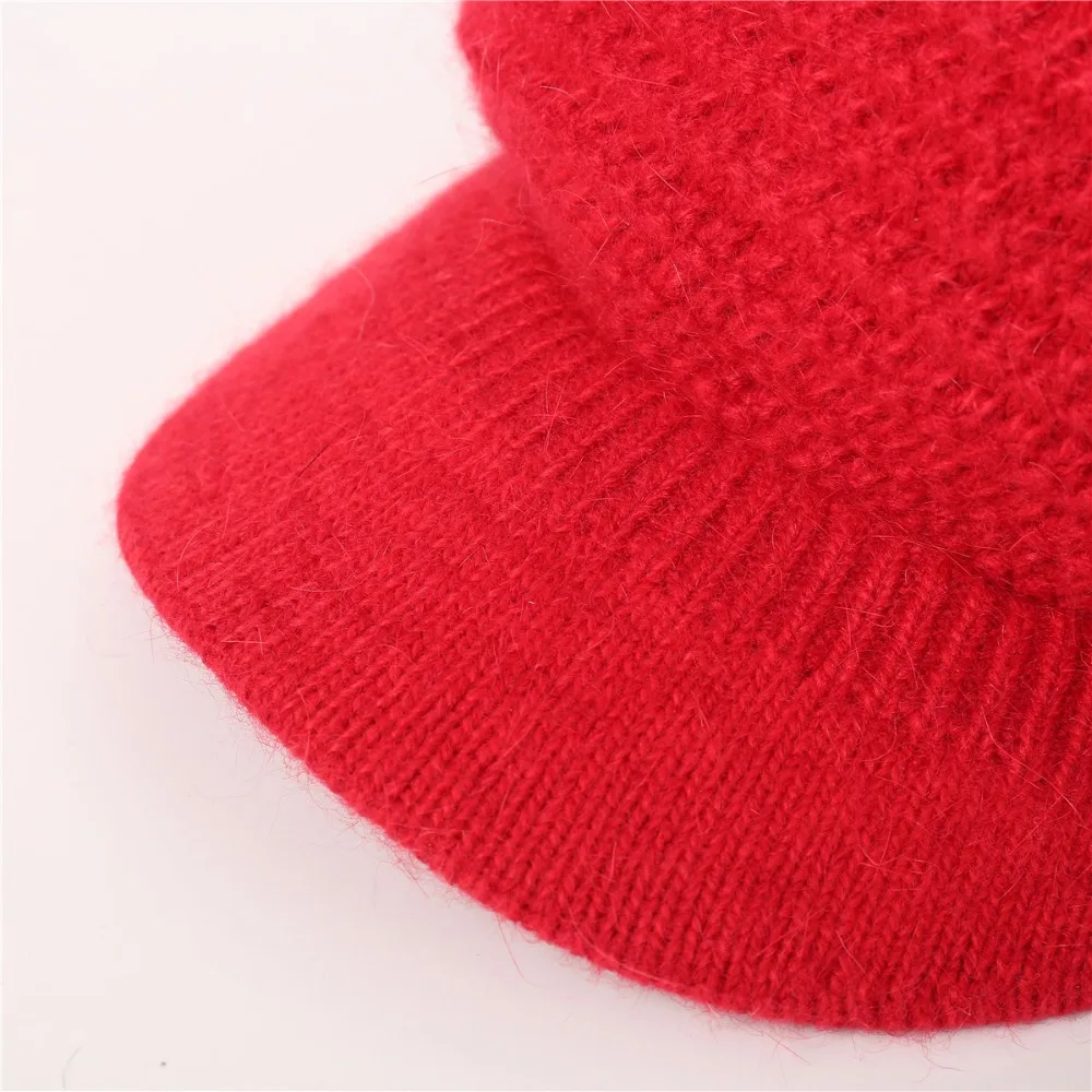 Женская осенне-зимняя шапка в европейском стиле, новинка года, однотонная вязаная шапочка, теплая уличная шапка из кроличьей шерсти с плюшевой подкладкой