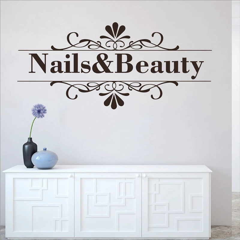 

Beauty Salon Wall Sticker Nail Shop Hand Spa Decoration Nial Salon Poster Mural Vinyl Art Design Decals Personalized Name W624