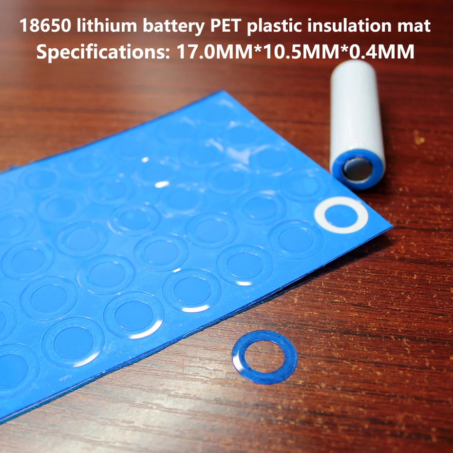 

100pcs/lot 18650 lithium battery PET transparent blue plastic positive hollow flat insulating mat original pad