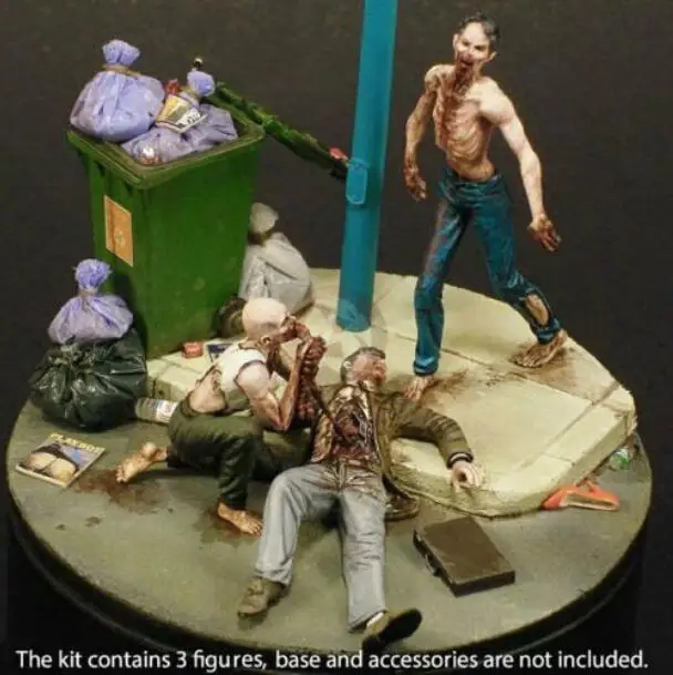 1/35 масштаб Неокрашенная полимерная фигура ночь зомби едящий человек 3 фигурки