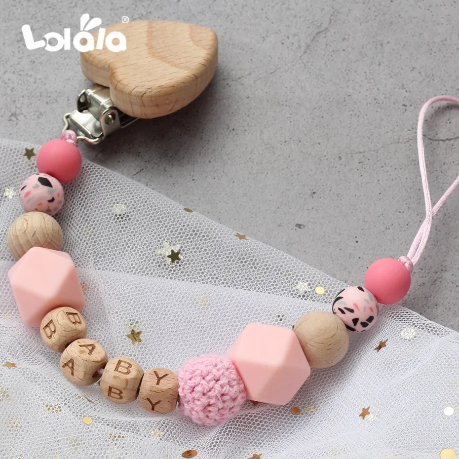 

Personalized Name Handmade Silicone Pacifier Chains Safe Teething Chain Baby Teether Eco-friendly Pacifier Clips Holder Chain