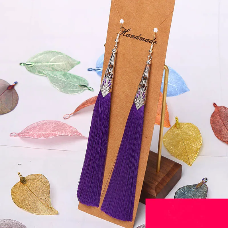 Dangle Earrings Pendant Earrings Long Earrings Crystal Tassel Earrings Fashion Bohemian Tassel Alloy Long Earrings Silk Fabric Pendant Ladies Pendant Tassel Earrings Jewelry