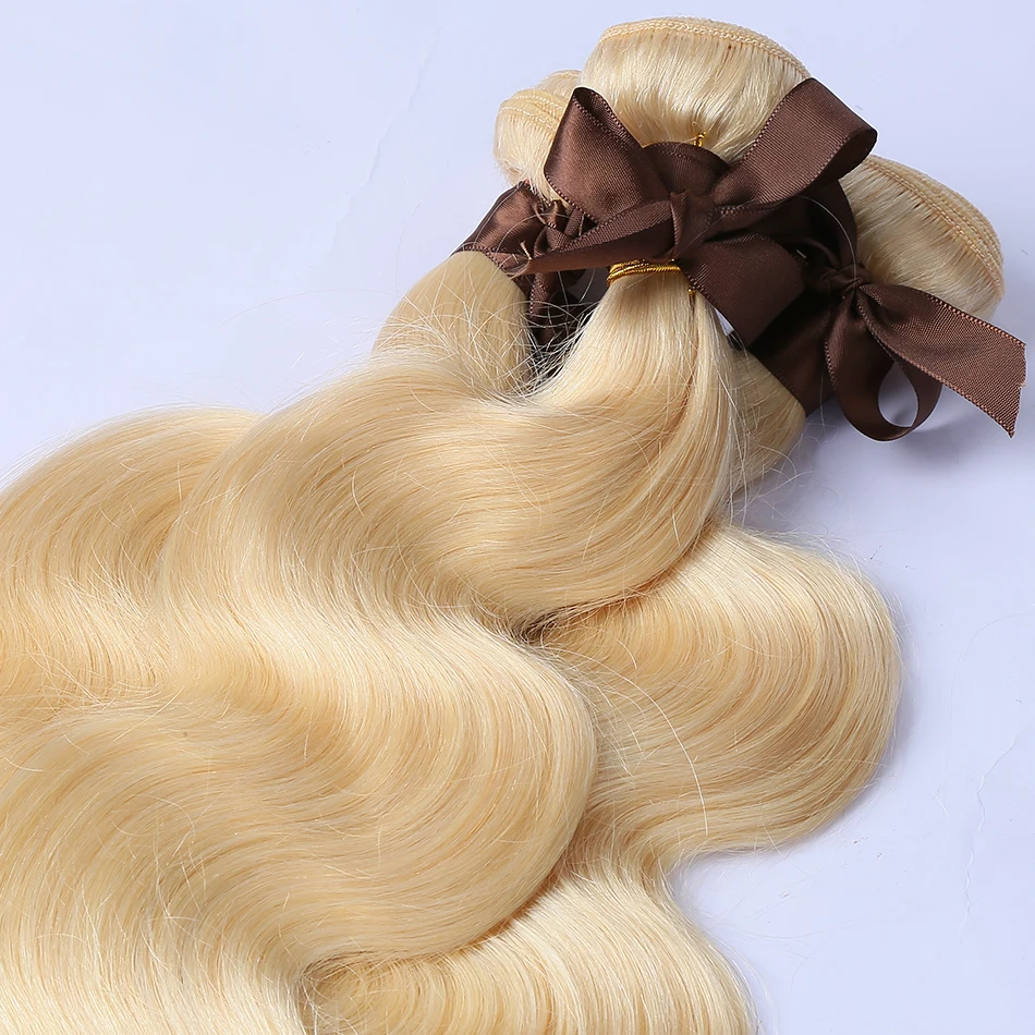 613 цвет объемные волнистые 1 3 4 пряди, бразильские человеческие вплетаемые волосы Remy Weft 28 30 40 дюймов, блонд, волосы для наращивания, средняя порция