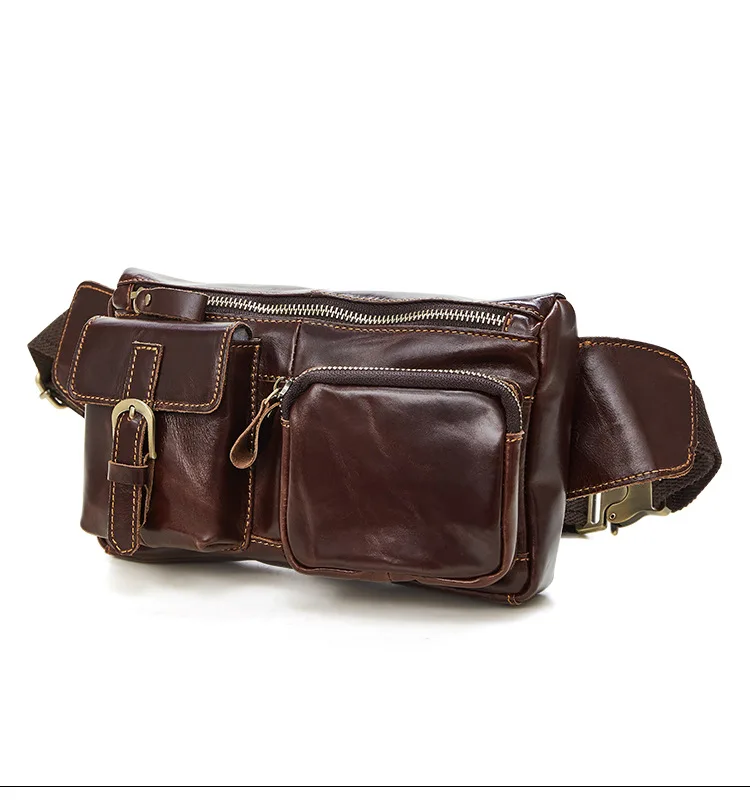 Crossten Genuine leather waist Pack men Retro coin purse belt bag Bum fanny pack Pouch Bag for large screen smartphone