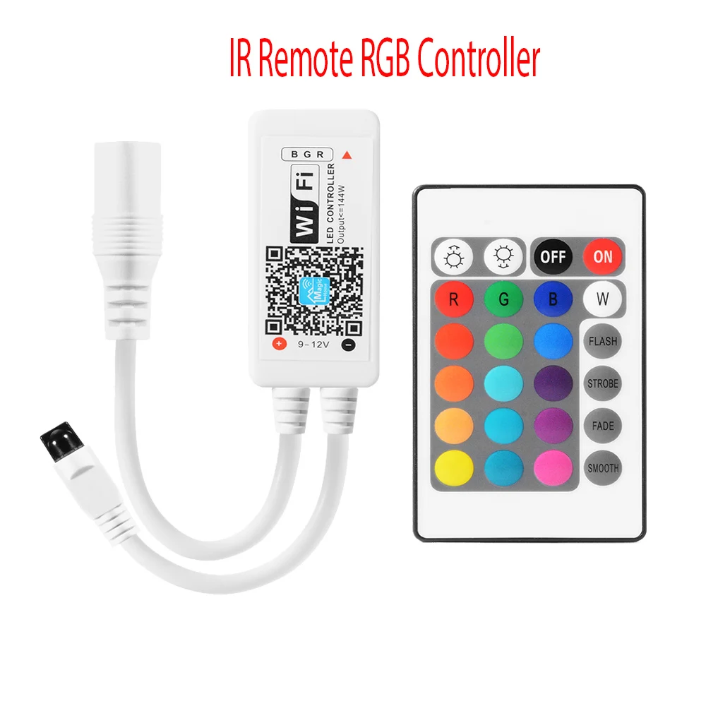 DC5-24V светодиодный wifi RGB RGBW контроллер работает с Alexa Google home синхронизация музыки Bluetooth Светодиодная лента умный контроллер RF ИК пульт дистанционного управления - Цвет: IR RGB WIFI